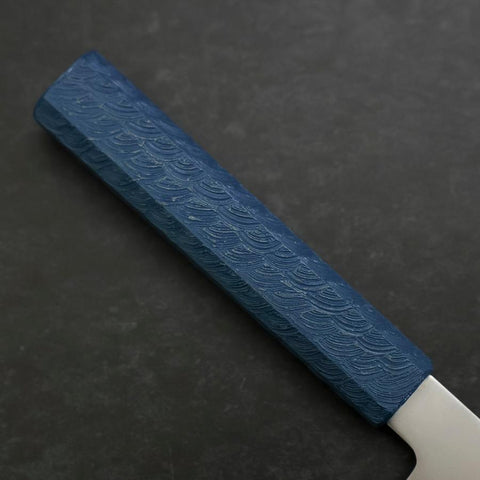 Santoku Chromax Polished Blue Urushi Handle 170mm-[Musashi]-[Couteaux de cuisine japonais]