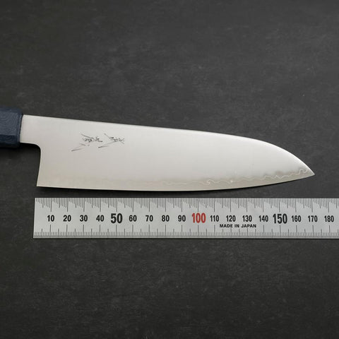 Santoku Chromax Polished Blue Urushi Handle 170mm-[Musashi]-[Couteaux de cuisine japonais]