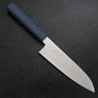 Santoku Chromax Polished Blue Urushi Handle 170mm-[Musashi]-[Couteaux de cuisine japonais]