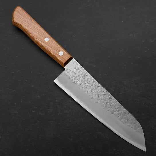 Santoku Chromax Tsuchime Manche Occidental Marron 165mm