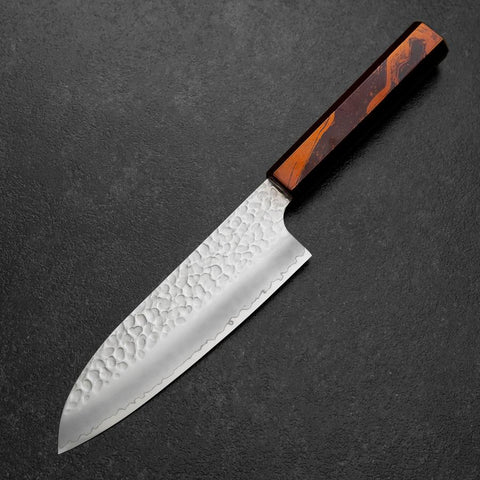 Santoku HAP40 Tsuchime Manche Urushi Rouge 180mm-[Musashi]-[Couteaux de cuisine japonais]
