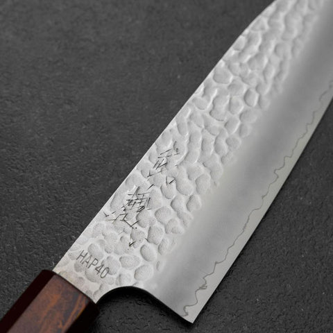 Santoku HAP40 Tsuchime Manche Urushi Rouge 180mm-[Musashi]-[Couteaux de cuisine japonais]