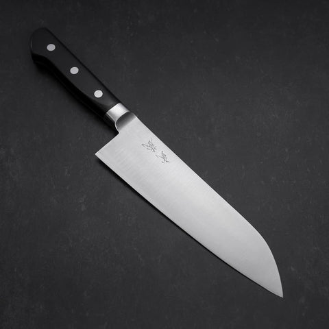 Santoku Molybdene Poli Manche Occidental Noir 180mm-[Musashi]-[Couteaux de cuisine japonais]