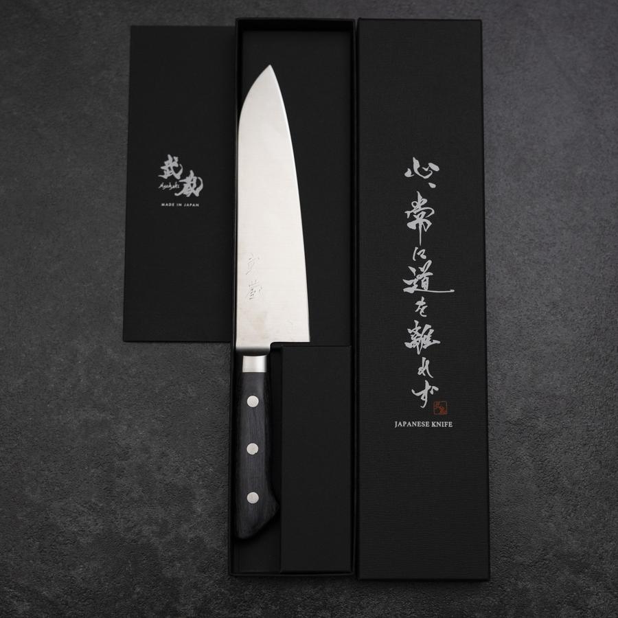 Santoku Molybdène Poli Manche Occidental Pourpre 180mm-[Musashi]-[Couteaux de cuisine japonais]