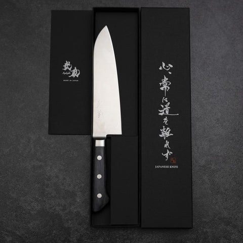 Santoku Molybdène Poli Manche Occidental Pourpre 180mm-[Musashi]-[Couteaux de cuisine japonais]