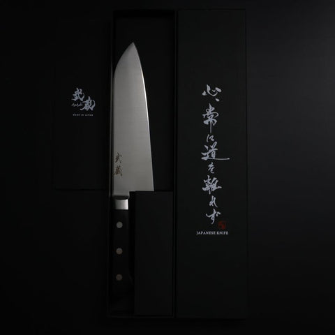 Santoku Molybdène Poli Noir Manche Occidental 175mm-[Musashi]-[Couteaux de cuisine japonais]