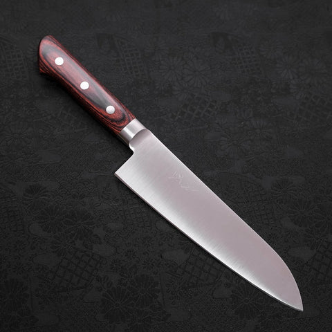 Santoku Molybdenum Poli Manche Occidental Manche en Acajou 180mm-[Musashi]-[Couteaux de cuisine japonais]