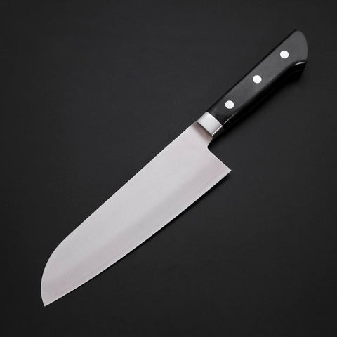 Santoku Molybdenum Poli Manche Occidental Noir 175mm-[Musashi]-[Couteaux de cuisine japonais]