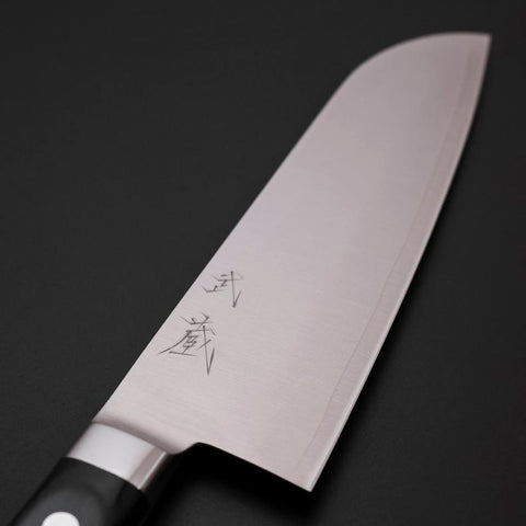 Santoku Molybdenum Poli Manche Occidental Noir 175mm-[Musashi]-[Couteaux de cuisine japonais]