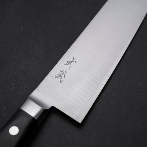 Santoku Molybdenum Poli Manche Occidental Noir 180mm-[Musashi]-[Couteaux de cuisine japonais]