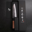 Santoku Revêtement Inox Blue Steel #2 Kurouchi Manche en Noyer 165mm-[Musashi]-[Couteaux de cuisine japonais]