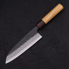 Santoku Revêtement Inox Blue Super Kurouchi Tsuchime Manche Zelkova 165mm-[Musashi]-[Couteaux de cuisine japonais]