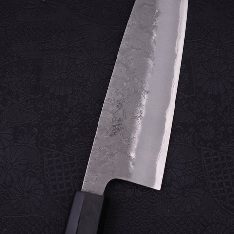 Santoku Revêtement Inox Blue Super Nashiji Manche Buffle et Ébène 165mm-[Musashi]-[Couteaux de cuisine japonais]