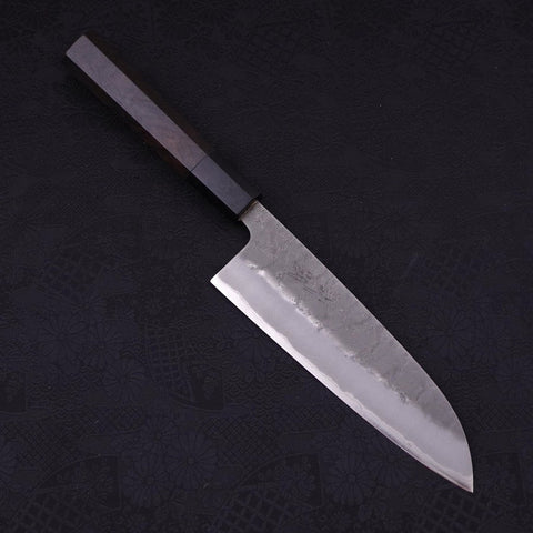 Santoku Revêtement Inox Blue Super Nashiji Manche Buffle et Ébène 165mm-[Musashi]-[Couteaux de cuisine japonais]