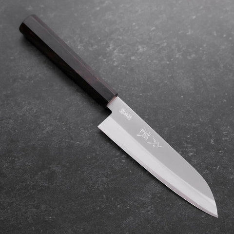 Santoku Revêtement Inox Blue Super Poli Manche Buffle et Ébène 140mm-[Musashi]-[Couteaux de cuisine japonais]