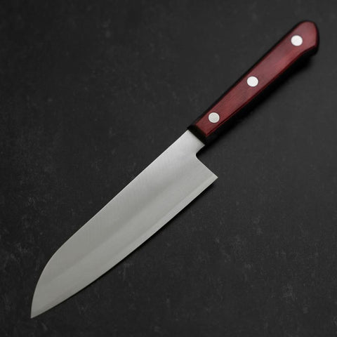 Santoku Revêtement Inox Blue Super Poli Manche Occidental Rouge et Noir 140mm-[Musashi]-[Couteaux de cuisine japonais]