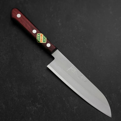 Santoku Revêtement Inox Blue Super Poli Manche Occidental Rouge et Noir 140mm-[Musashi]-[Couteaux de cuisine japonais]