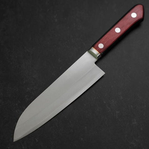 Santoku Revêtement Inox Blue Super Poli Manche Occidental Rouge et Noir 165mm-[Musashi]-[Couteaux de cuisine japonais]