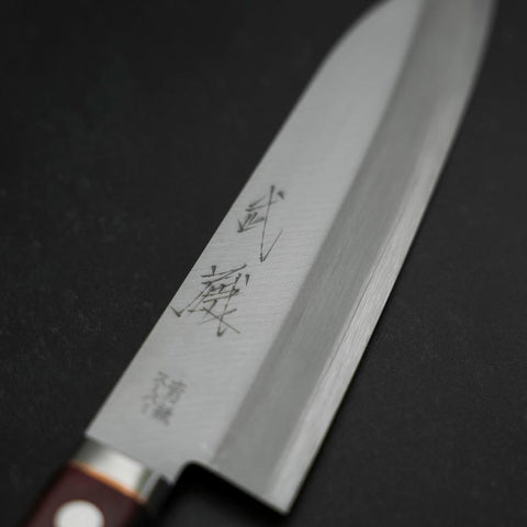 Santoku Revêtement Inox Blue Super Poli Manche Occidental Rouge et Noir 165mm-[Musashi]-[Couteaux de cuisine japonais]