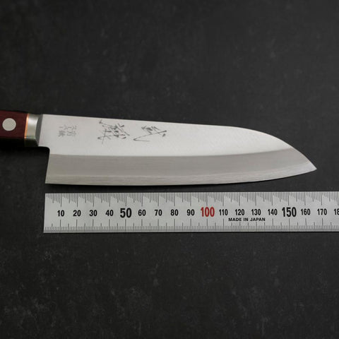 Santoku Revêtement Inox Blue Super Poli Manche Occidental Rouge et Noir 165mm-[Musashi]-[Couteaux de cuisine japonais]