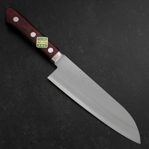 Santoku Revêtement Inox Blue Super Poli Manche Occidental Rouge et Noir 165mm-[Musashi]-[Couteaux de cuisine japonais]