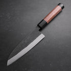 Santoku Revêtement Inox Blue Steel #2 Kurouchi Manche en Noyer 165mm-[Musashi]-[Couteaux de cuisine japonais]