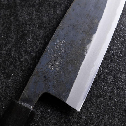 Santoku Revêtement inox Blue Steel #2 Kurouchi Manche Urushi Vert 165mm-[Musashi]-[Couteaux de cuisine japonais]
