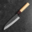 Santoku Revêtement inox Blue Steel #2 Kurouchi Manche en Zelkova 165mm-[Musashi]-[Couteaux de cuisine japonais]