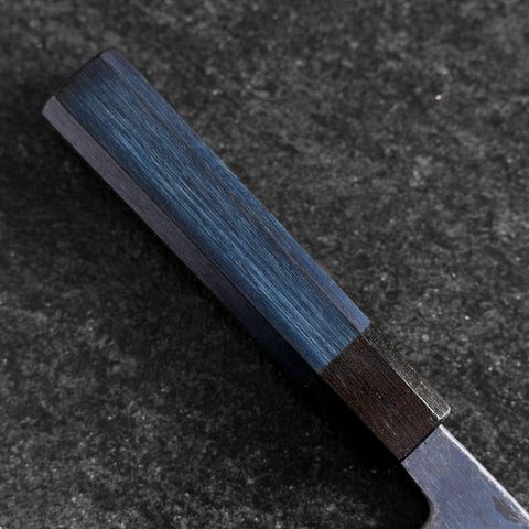 Santoku Revêtement inox Blue Super Kurouchi Manche Urushi Bleu 165mm-[Musashi]-[Couteaux de cuisine japonais]
