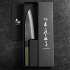 Santoku Revêtement inox Blue Super Kurouchi Manche Urushi Vert 165mm-[Musashi]-[Couteaux de cuisine japonais]