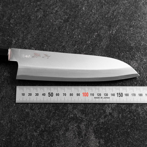 Santoku Revêtement inox Blue Super Poli Manche en Buffle et Ébène 180mm-[Musashi]-[Couteaux de cuisine japonais]