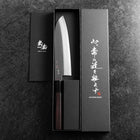 Santoku Revêtement inox Blue Super Poli Manche en Buffle et Ébène 180mm-[Musashi]-[Couteaux de cuisine japonais]