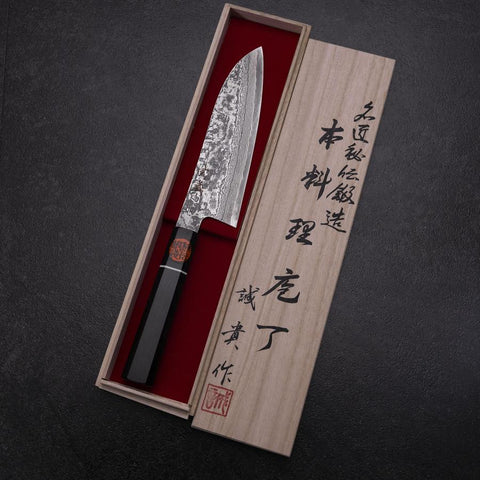 Santoku SG-2 Damas Manche en Ébène 165mm-[Musashi]-[Couteaux de cuisine japonais]