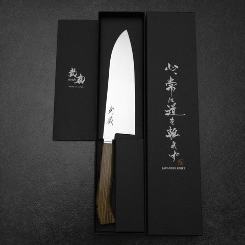 Santoku SG-2 Damas Manche en Ébène Or Occidental 180mm-[Musashi]-[Couteaux de cuisine japonais]