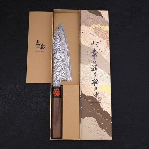 Santoku SG-2 Damas Noir Manche en Noyer 180mm-[Musashi]-[Couteaux de cuisine japonais]