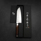 Santoku SG-2 Mirror Tsuchime Damascus Octagonal Mahogany Handle 180mm-[Musashi]-[Japanese-Kitchen-Knives]