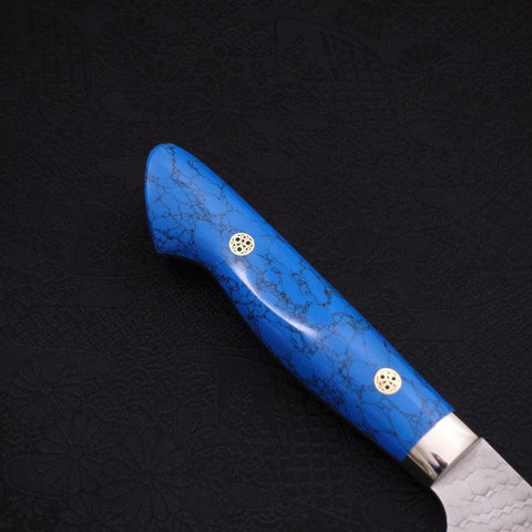 Santoku SG-2 Tsuchime Manche en Turquoise Bleu 170mm-[Musashi]-[Couteaux de cuisine japonais]