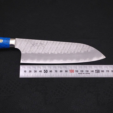 Santoku SG-2 Tsuchime Manche en Turquoise Bleu 170mm-[Musashi]-[Couteaux de cuisine japonais]