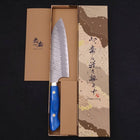Santoku SG-2 Tsuchime Manche en Turquoise Bleu 170mm-[Musashi]-[Couteaux de cuisine japonais]