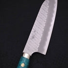 Santoku SG-2 Tsuchime Manche en Turquoise Vert 170mm-[Musashi]-[Couteaux de cuisine japonais]