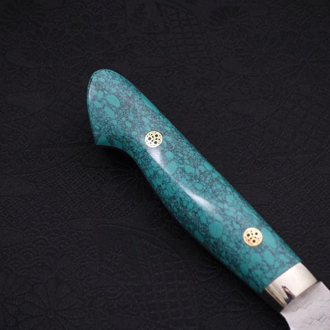 Santoku SG-2 Tsuchime Manche en Turquoise Vert 170mm-[Musashi]-[Couteaux de cuisine japonais]