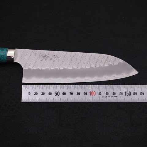Santoku SG-2 Tsuchime Manche en Turquoise Vert 170mm-[Musashi]-[Couteaux de cuisine japonais]