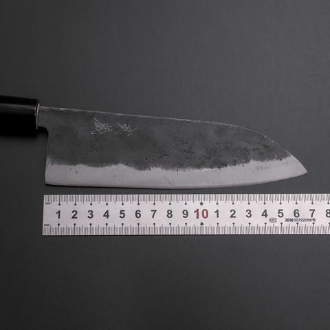 Santoku SK Steel Kurouchi Kurigata Magnolia Handle 165mm (6.5”)-[Musashi]-[Couteaux de cuisine japonais]