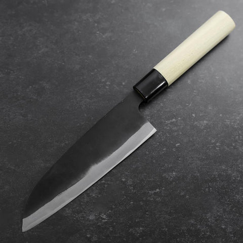 Santoku SK Steel Kurouchi Manche en Magnolia 165mm-[Musashi]-[Couteaux de cuisine japonais]