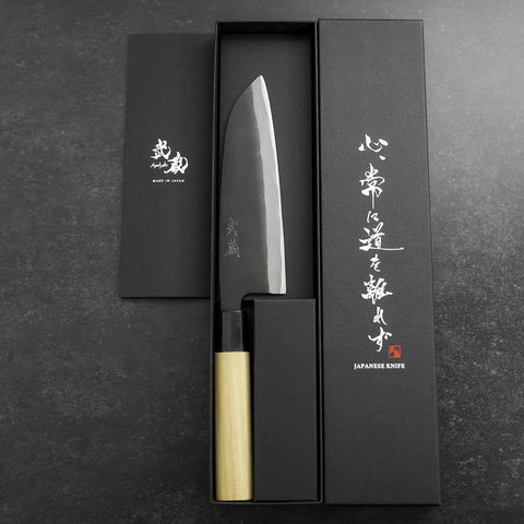 Santoku SK Steel Kurouchi Manche en Magnolia 165mm-[Musashi]-[Couteaux de cuisine japonais]