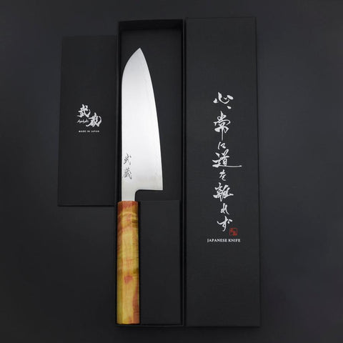 Santoku SLD Miroir Manche Coucher de Soleil Orange 170mm-[Musashi]-[Couteaux de cuisine japonais]