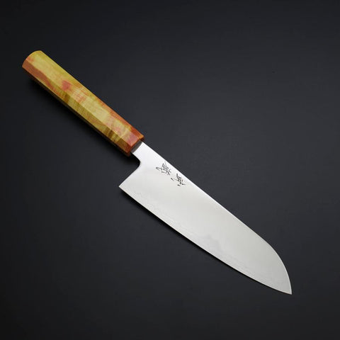 Santoku SLD Miroir Manche Coucher de Soleil Orange 170mm-[Musashi]-[Couteaux de cuisine japonais]