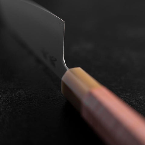 Santoku SLD Miroir Manche en Buffle et Érable Rose Clair 170mm-[Musashi]-[Couteaux de cuisine japonais]
