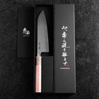 Santoku SLD Miroir Manche en Buffle et Érable Rose Clair 170mm-[Musashi]-[Couteaux de cuisine japonais]