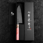 Santoku SLD Miroir Manche en Buffle et Érable Rose Foncé 170mm-[Musashi]-[Couteaux de cuisine japonais]
